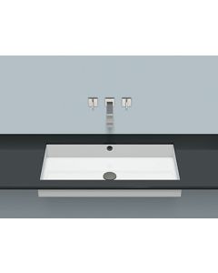 Alape 3227 701 000 UB.ME750 Undermount basin, rectangular, basin 29 5/8 x 14 7/8", depth 4 3/8", glazed inside and outside, without faucet hole, with overflow, including installation kit and overflow set