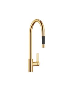 Dornbracht 33870875-280010 Tara Ultra 1.5 GPM Deck Mounted Single Handle Pull Down Kitchen Faucet with Spray Function in Brushed Durabrass