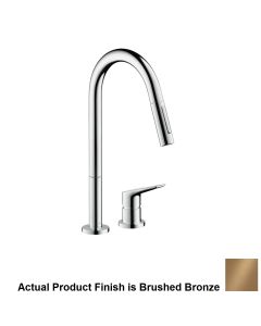 Axor 34822141 Citterio M 1.75 GPM Deck Mounted Single Handle Pull Down Kitchen Faucet with Magnetic Docking Metal Dual Spray Head in Brushed Bronze