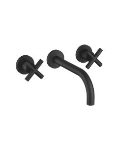 Dornbracht 36712892-330010 Tara 1.2 GPM Wall Mounted Three Hole Lavatory Mixer without Pop Up Waste in Matte Black (Rough In Sold Separately)