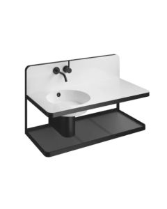 Dornbracht 38002668-330010 Meta Steel 39" W X 25" H X 19" D Wall Mounted Lavatory Set with Left Side Sink, Faucet and Pop Up Drain in White and Matte Black