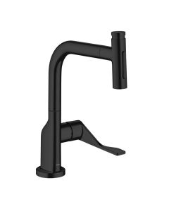 Axor 39863671 Citterio 1.75 GPM Deck Mounted 2-Spray Pull Out Kitchen Faucet with Select On/Off Push Button in Matte Black