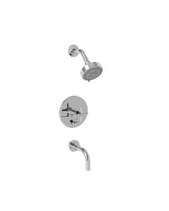 Newport Brass 3-992BP/26 East Square 1.8 GPM Single Handle Tub and Shower Valve Trim Kit with Single Function Shower Head and Metal Cross Handle in Polished Chrome