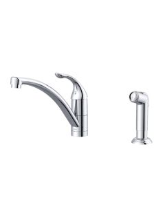 Gerber G0040012 Viper 1.75/2.2 GPM, 2-3/4" H X 11-1/4" W Single Handle Kitchen Faucet with Spray and Deck Plate Aeration/Spray in Polished Chrome