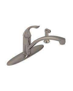 Gerber G0040012SS Viper 1.75 GPM, 7-3/8" H 1 Handle Kitchen Faucet with Spray and Deck Plate 1.75 GPM Aeration/2.2 GPM Spray in Stainless Steel