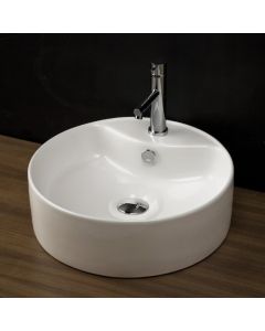 Lacava 4055-001 Light Vessel porcelain lavatory with one faucet hole and an overflow, 18 1/4"DIAM, 5 3/4"H in White