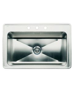 Blanco 440280 33" Single Bowl Drop In Stainless Steel Sink with 18-Gauge, 18/8 Chrome/Nickel Content, 3-1/2 Inch Drain and 3 Pre-Drilled Faucet Holes: 8 Inch Bowl Depth