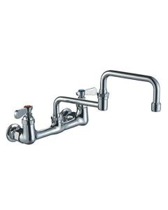 Whitehaus WHFS9814-008DJ-C Heavy Duty wall mount utility faucet with double jointed retractable swing spout and lever handles - Polished Chrome