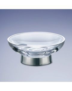 Nameeks WINDISCH 92131-CR Windisch Windisch 92131-CR-637509817534 Addition Crackled Collection Brass and Crackled Glass Soap Holder, Chrome