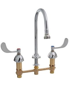 T&S Brass B-2865-04 Deck Mount 8-Inch Centers Rigid Gooseneck Medical Faucet with Rose spray 4-Inch Wrist Handles