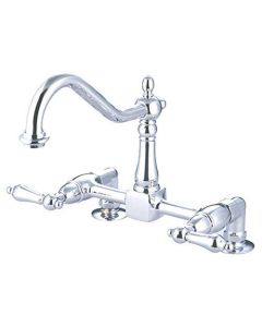 Kingston Brass KS1141AL Heritage Deck Mount Kitchen Faucet with 2-Inch Riser, 8-3/4-Inch, Polished Chrome