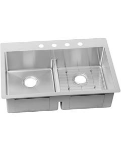 Elkay ECTSRA33229BG3 Crosstown Equal Double Bowl Dual Mount Stainless Steel Kitchen Sink Kit with Aqua Divide