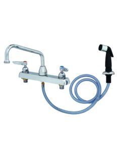 T&S Brass B-1172 Workboard Faucet, Deck Mount, 8-Inch Centers, 8-Inch Swing Nozzle, Diverter, Hose, Side Spray