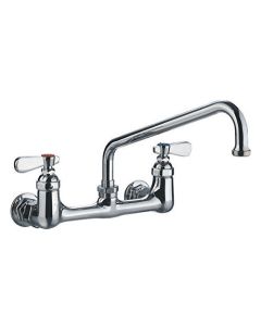 Whitehaus WHFS9814-12-C Heavy Duty wall mount utility faucet with an extended swivel spout and lever handles - Polished Chrome