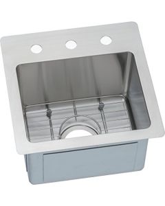 Elkay ECTSR15159BG3 Crosstown Single Bowl Dual Mount Stainless Steel Bar Sink Kit