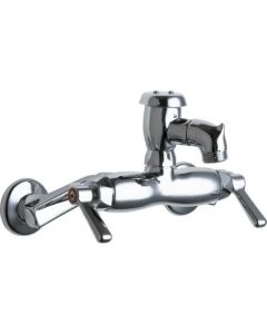 Chicago Faucets 305-VBRCP Wall Mounted Adjustable Service Sink Faucet 4" - 8 3/8" Centers, Polished Chrome