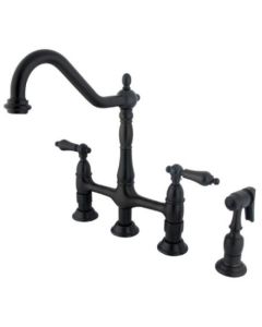 Kingston Brass KS1275ALBS Heritage 8-Inch Kitchen Faucet with Brass Sprayer, Oil Rubbed Bronze