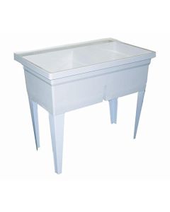 Fiat FLTDII FLTD11 Molded-Stone Double-Bowl Laundry Tub, White