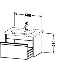 Duravit KT667004343 Ketho 23.63" L X 17.88" W X 16.13" H One Drawer Wall-Mount Vanity Unit in Basalt