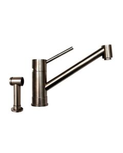 Whitehaus WHFX2125STS FX Navigator Stainless Steel Single Extended Lever Handle Kitchen Faucet with Side Spray