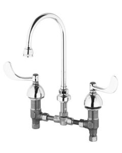 T&S Brass B-2866-04 TS Brass Deck Mounted Faucet with Swivel Gooseneck Spout, Chrome