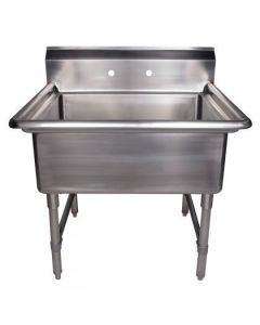 Whitehaus WHLS3024-C Noah's Collection Brushed Stainless Steel Square Commercial Freestanding Laundry Utility Sink