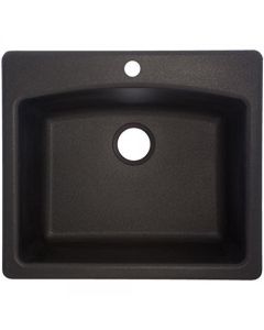 Franke ESOX25229-1 Ellipse 25" Dual Mount Granite Single Bowl Kitchen Sink, Onyx