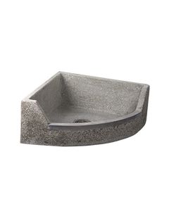 Fiat TSBCR1100 Crane 501 White Marble/White Cement Commercial Neocorner Convex Drop Front Mop Service Basin with Stainless Steel Caps