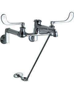 Chicago Faucets 815-VBCP Wall Mounted Bathroom Faucet with Double Lever Handles
