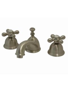 Kingston Brass KS3968AX Restoration Widespread Lavatory Faucet with Metal Cross Handle, Satin Nickel