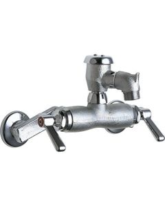 Chicago Faucets 305-VBRCF Wall Mount Service Sink Faucet with Adjustable Centers, Rough Chrome