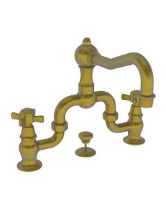 Newport Brass 1000B/10 Fairfield Widespread Bathroom Bridge Faucet with Metal Cross Handles and Pop-Up, Satin Bronze