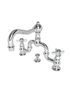 Newport Brass 1000B/26 1000B Fairfield Widespread Bathroom Bridge Faucet with Metal Cross, Polished Chrome