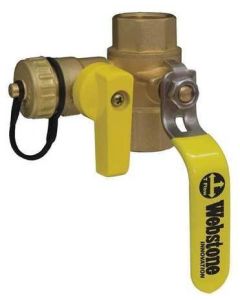 Webstone 40614 1" IPS x Hose Cap Brass Ball Valve with Drain 3-Way