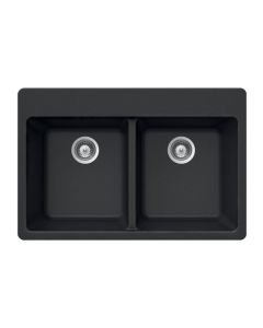 Houzer MADISON N-200 NERO Schock- Madison Series N-200 Topmount 50/50 Double Bowl Kitchen Sink, Nero