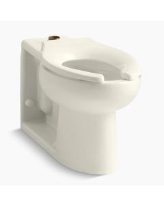 Kohler 4386-96 Anglesey Floor-mounted wall-outlet 1.6 gpf flushometer valve elongated bowl with top inlet in biscuit