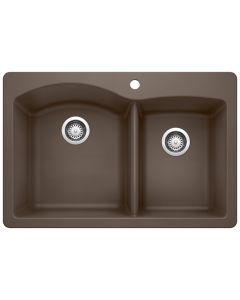 Blanco 440213 Diamond 1-3/4 Double Bowl Dual Mount Kitchen Sink in Cafe