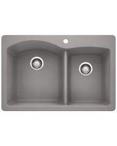 Blanco 440214 Diamond 1-3/4 Double Bowl Dual Mount Kitchen Sink in Metallic Gray