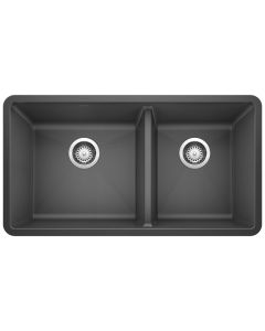 Blanco 441128 Precis 1-3/4 Double Bowl Undermount Kitchen Sink in Anthracite