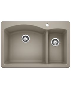 Blanco 441282 Diamond 1-1/2 Double Bowl Dual Mount Kitchen Sink in Truffle