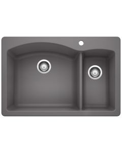 Blanco 441464 Diamond 1-1/2 Double Bowl Dual Mount Kitchen Sink in Cinder