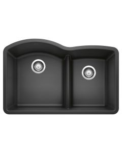 Blanco 441590 Diamond 1-3/4 Double Bowl Undermount Kitchen Sink with Low Divide in Anthracite