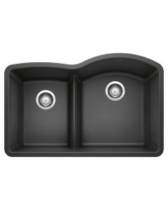 Blanco 441598 Diamond 1-3/4 Reverse Double Bowl Undermount Kitchen Sink with Low Divide in Anthracite