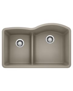 Blanco 441608 Diamond 1-3/4 Reverse Double Bowl Undermount Kitchen Sink with Low Divide in Truffle