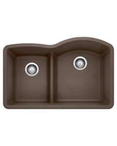 Blanco 441609 Diamond 1-3/4 Reverse Double Bowl Undermount Kitchen Sink with Low Divide in Cafe