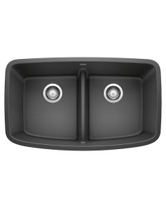 Blanco 442200 Valea Equal Double Bowl Undermount Kitchen Sink with Low Divide in Anthracite