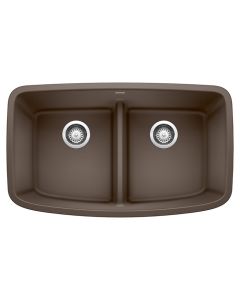 Blanco 442203 Valea Equal Double Bowl Undermount Kitchen Sink with Low Divide in Cafe