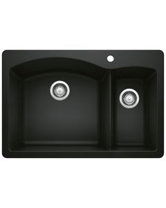 Blanco 442907 Diamond 1-1/2 Double Bowl Dual Mount Kitchen Sink in Coal Black