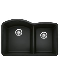 Blanco 442909 Diamond 1-3/4 Double Bowl Undermount Kitchen Sink in Coal Black