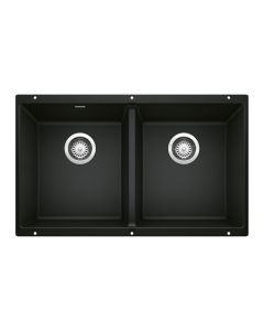 Blanco 442927 Precis Equal Double Bowl Undermount Kitchen Sink in Coal Black